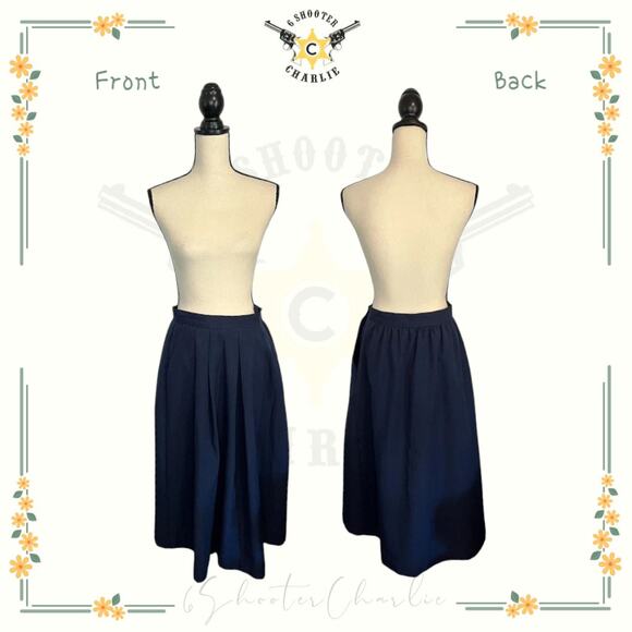 VTG PARTICULARS COUNTRYPARTS A Line Skirt Navy Womens 12 Pleated Pockets Twill - Picture 1 of 6